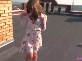 Desirable Student on the Roof oversexed Blowjob and Doggy Fuck - Outdoor