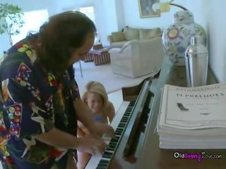 Ron jeremy playing pianino for inviting young big tit divinity